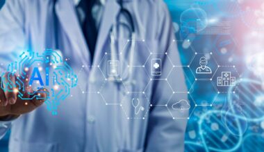 Doctor using AI technology for healthcare