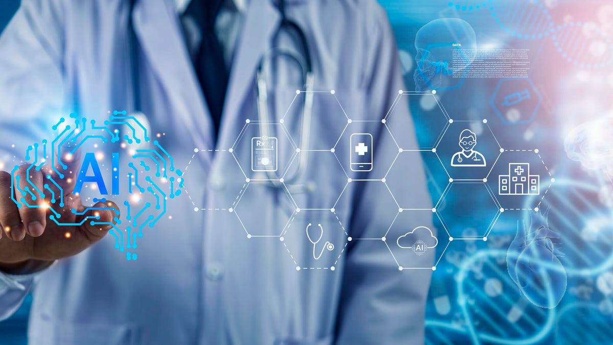 Doctor using AI technology for healthcare