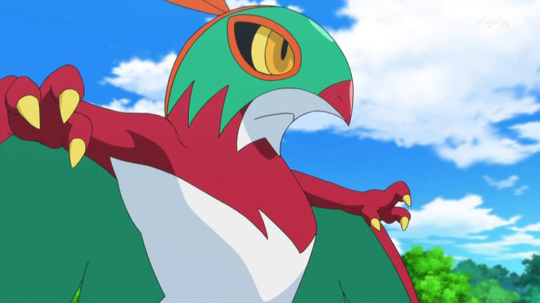 Hawlucha with outstretched arms in the Pokemon anime