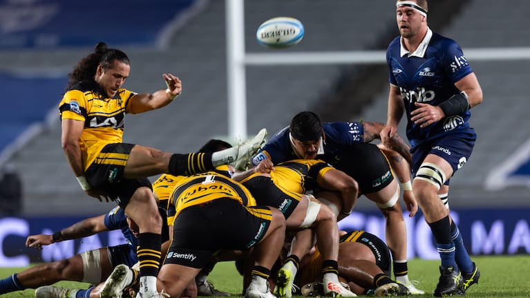 Hurricanes halfback Ereatara Enari during the Super Rugby Paciﬁc match between the Blues v Hurricanes held at Eden Park, Auckland, New Zealand.