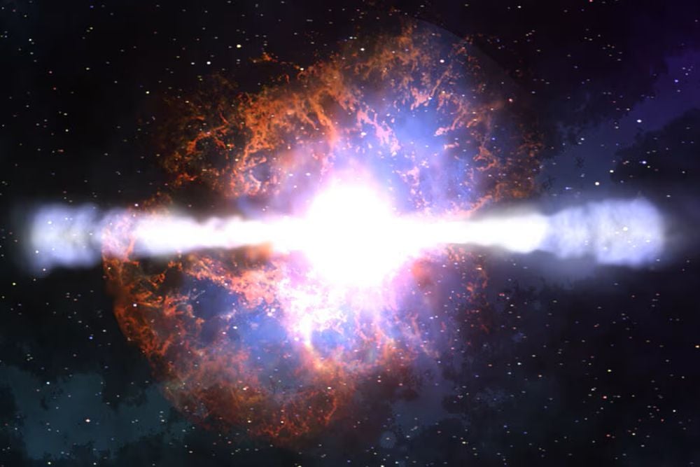 This artist's illustrations shows a superluminous supernova, which can be 100 times brighter than a "regular" supernova. Their cause is debated, and figuring it out comes down to detecting gamma rays from superluminous supernova. That's been very difficult to do, but one group of researchers may have figured it all out. Image Credit: NASA/Dana Berry/Skyworks Digital