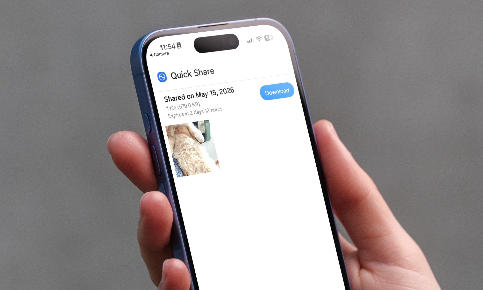 iPhone receiving file via quick share qr code