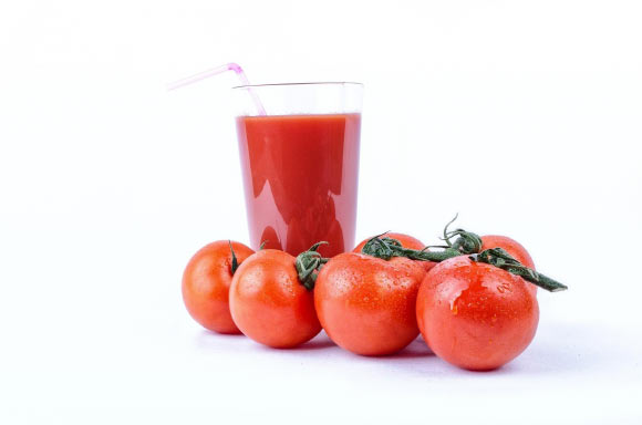 Tomato-soy juice contains high levels of lycopene and soy isoflavones.