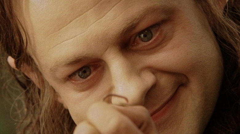 Andy Serkis as Sméagol looking at the One Ring at the beginning of The Lord of the Rings: The Return of the King