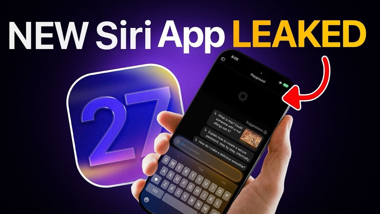New standalone Siri app interface on an iPhone running iOS 27.