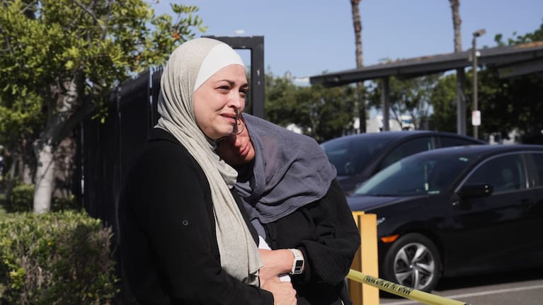 Outside the Islamic Center of San Diego the day after the shooting.