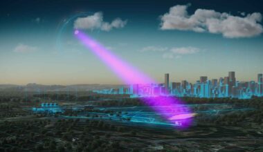 Concept illustration of Japan’s Luna Ring project using solar panels around the Moon to beam energy to Earth