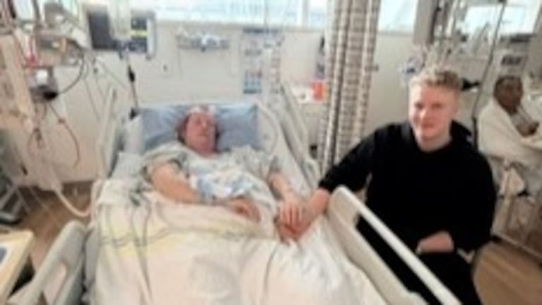 Jo Boardman in hospital after her stroke.