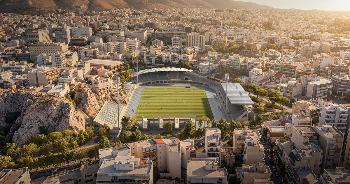 k-studio redesigns AKFC’s el paso stadium around rock formations in athens