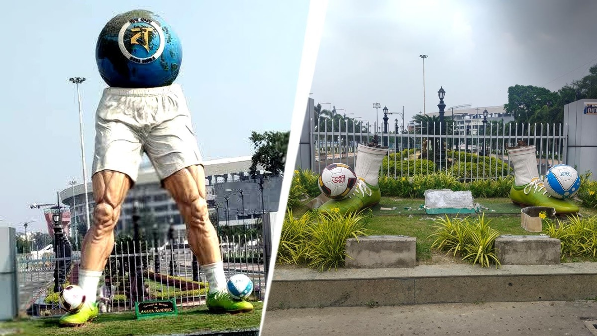 Mamata Banerjee designed football sculpture demolished in Kolkata Salt Lake stadium