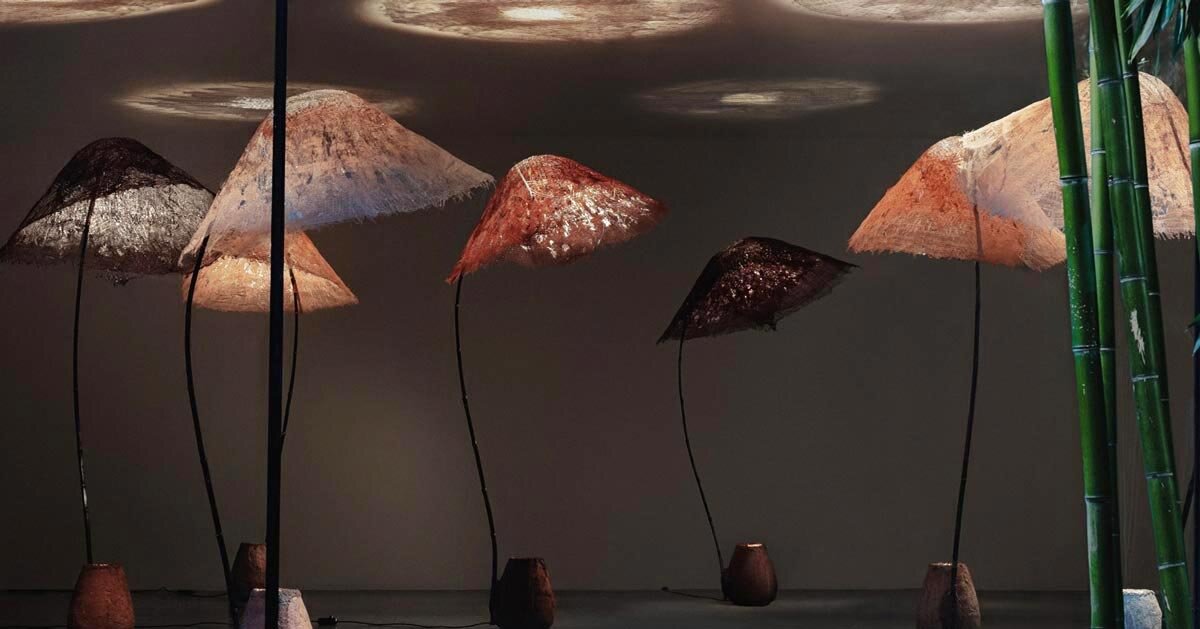bamboo and linen shape komorebi luminous sculptures