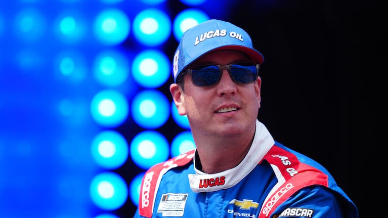 Kyle Busch is introduced during the NASCAR All-Star auto race at Dover Motor Speedway, Sunday, May 17, 2026, in Dover, Del.