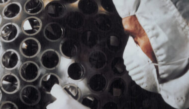 A technician tests the LAGEOS satellite