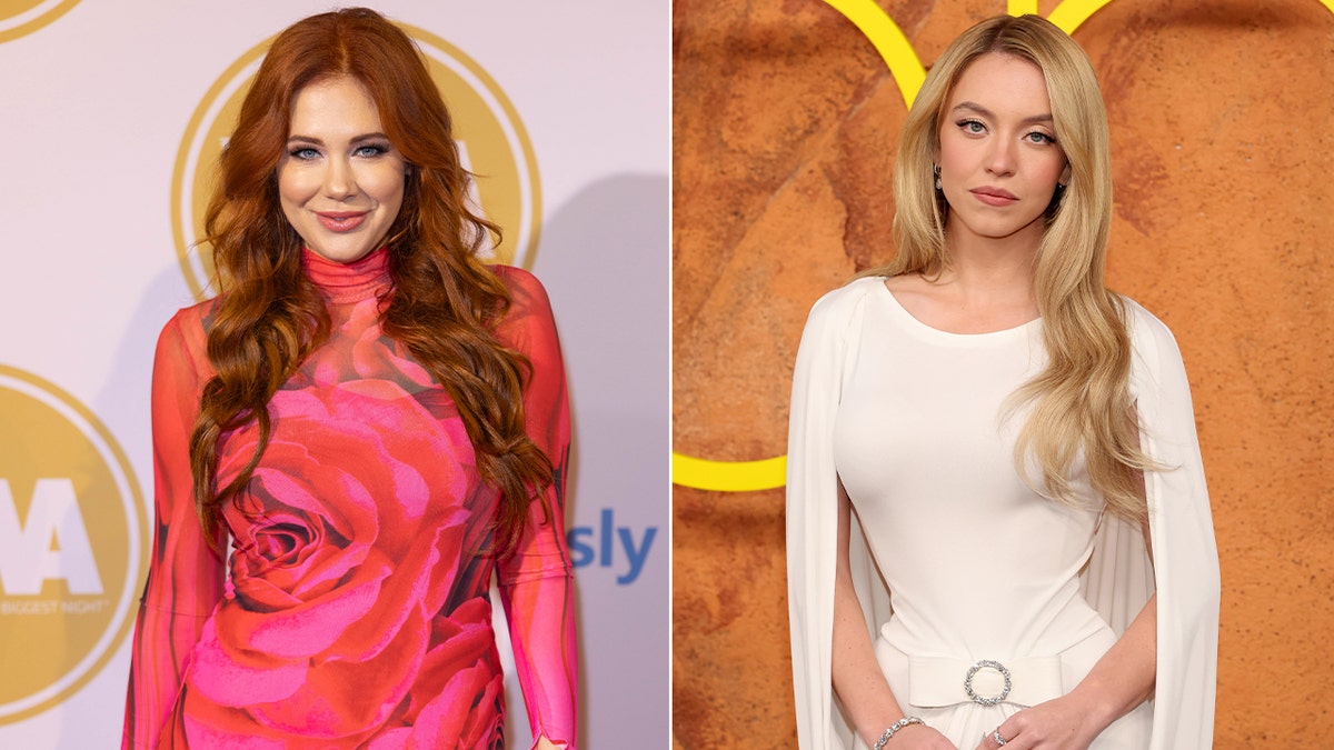 A split image of Maitland Ward and Sydney Sweeney at different events in 2026.