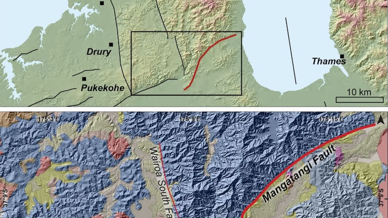 Mangitangi Fault located south of Auckland.