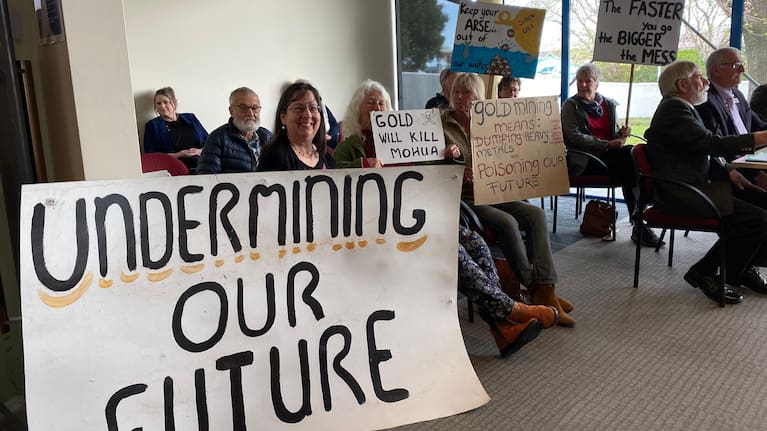 Many residents opposed the possibility of gold mining, with some protesting, presenting to Tasman District Council against the proposal, and donating to groups campaigning against the mine.