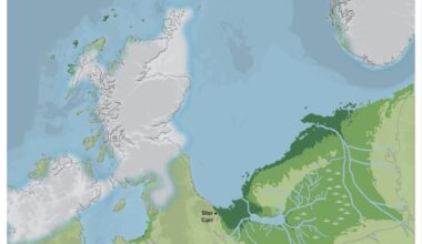 Map Of Doggerland. Doggerland Landscape 18,000, 10,000 And 8,000 Years Ago