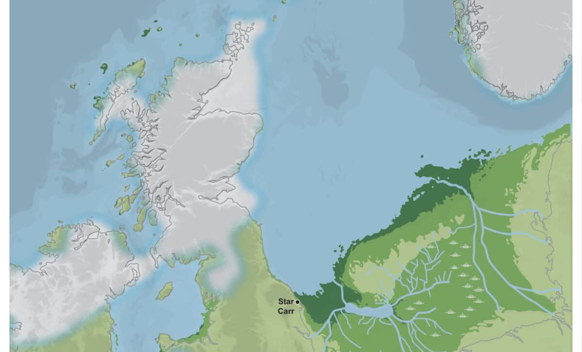 Map Of Doggerland. Doggerland Landscape 18,000, 10,000 And 8,000 Years Ago