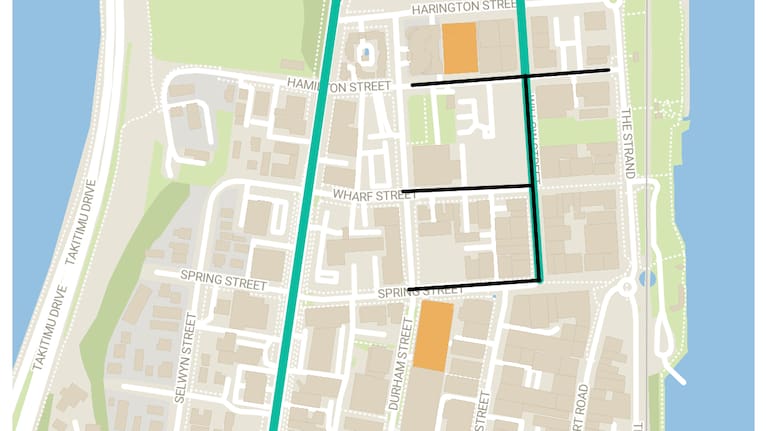 Map showing one-way streets.