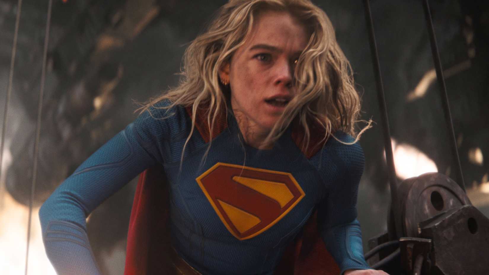 Milly Alcock as Kara Zor-El mid-fight in DCU's Supergirl movie