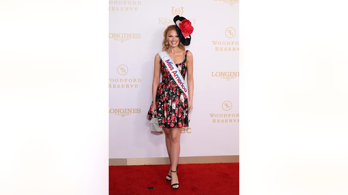 Miss America Cassie Donegan attending the Kentucky Derby at Churchill Downs in Louisville, Kentucky