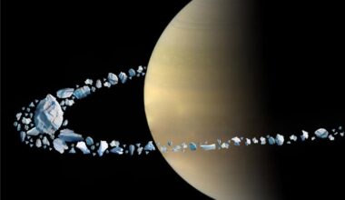 Artist's illustration of how Saturn's rings might have formed from an ancient moon being ripped apart when it orbited too close. (Credit: B. Militzer and NASA)