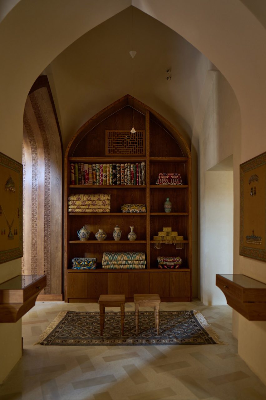 Built-in wooden storage in converted Tashkent mosque