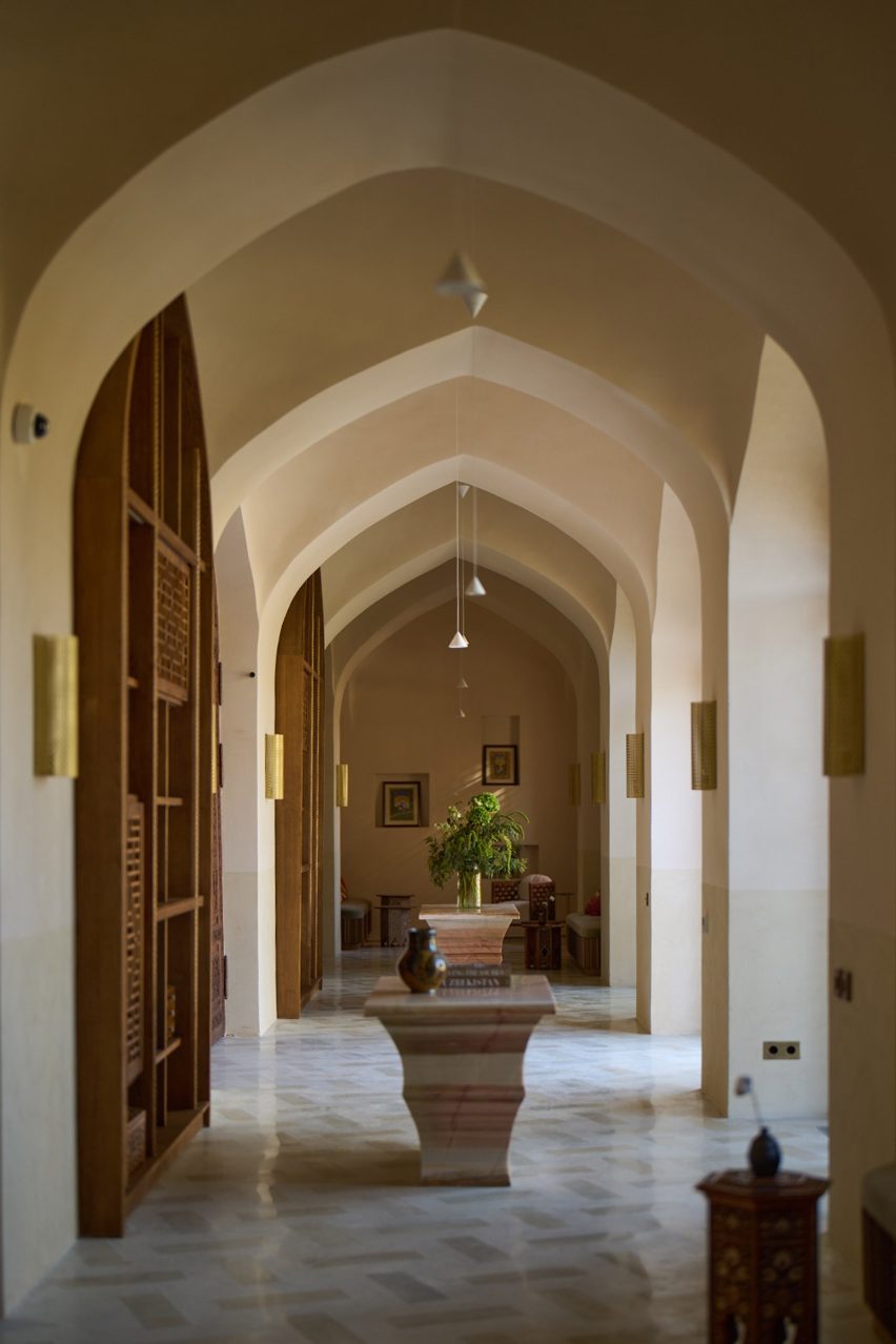 Hallway of Okhun Gozar craft salon in Tashkent by Nada Debs
