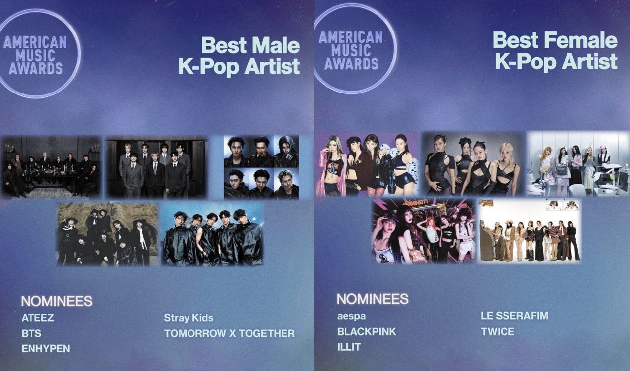 Nominated artists for the 52nd American Music Awards' best male and female K-pop artist categories (AMA)