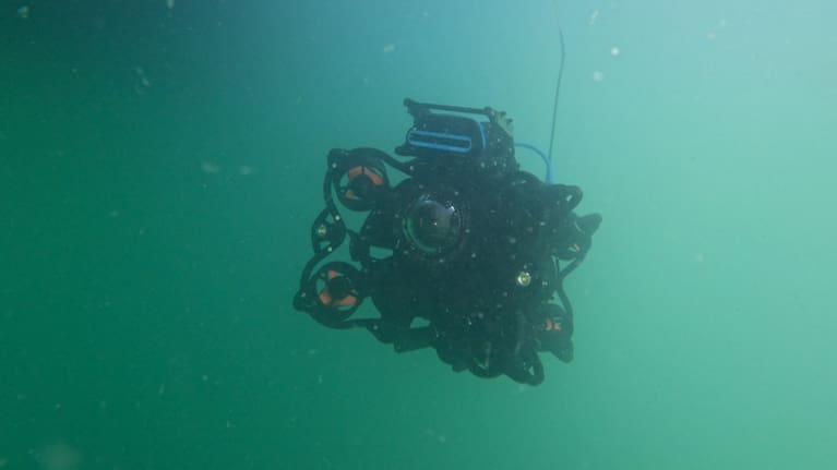 One of the underwater drones launched in Auckland today.