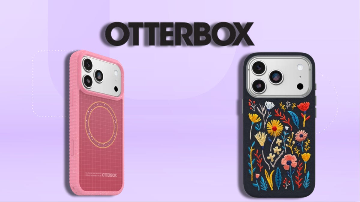 Otterbox logo with phone cases against CNET's commerce backgroung.