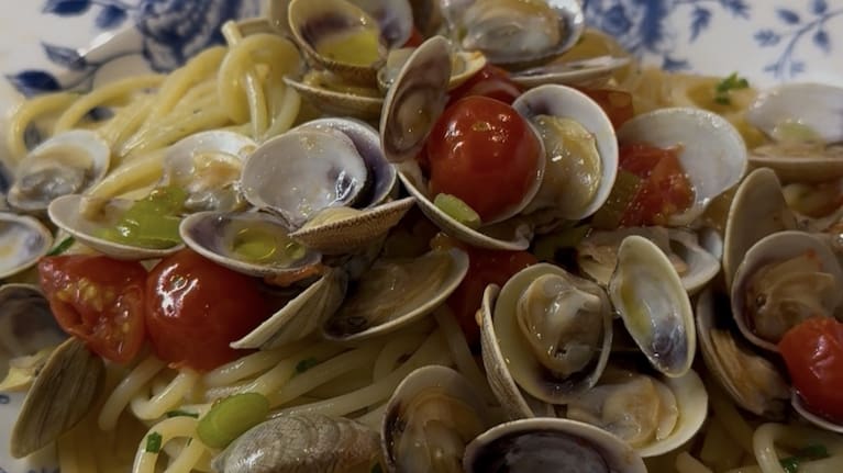 Pasta alle Vongole, see recipe below.