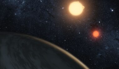 An artist's concept of a circumbinary world orbiting two suns. Courtesy UNSW.