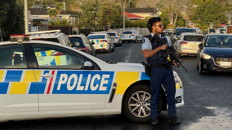 Police at the scene of an incident in Pakuranga Heights. 