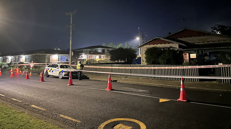 Police at the scene on Somerville Street last night.