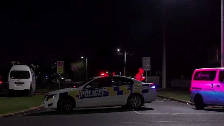 Police on the scene on the night of February 25, 2021.