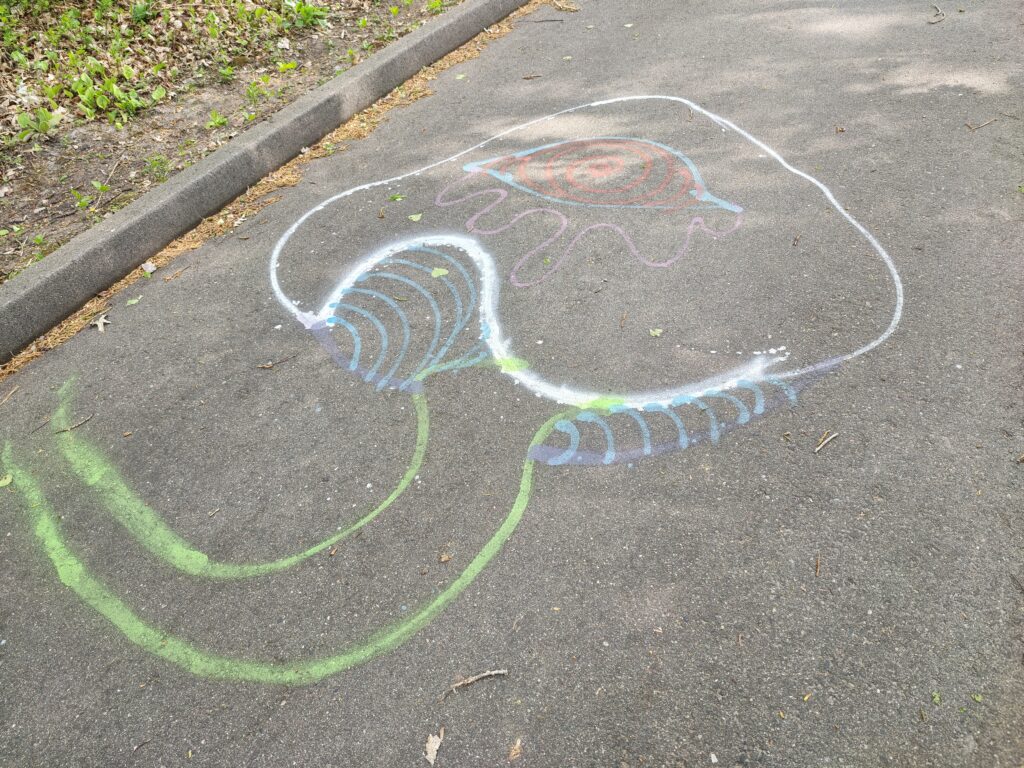 Graffiti on the ground.