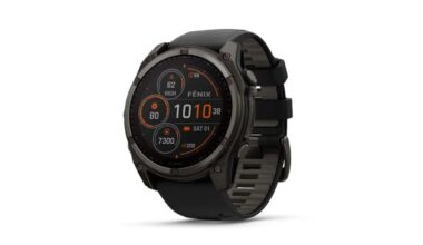 Garmin fēnix® 8 – 51 mm, Solar, Sapphire, Premium Multi-Sport GPS Smartwatch, Long-Lasting Battery Life, Dive-Rated, Built-in LED Flashlight, Carbon Gray DLC Titanium with Pebble Gray Band