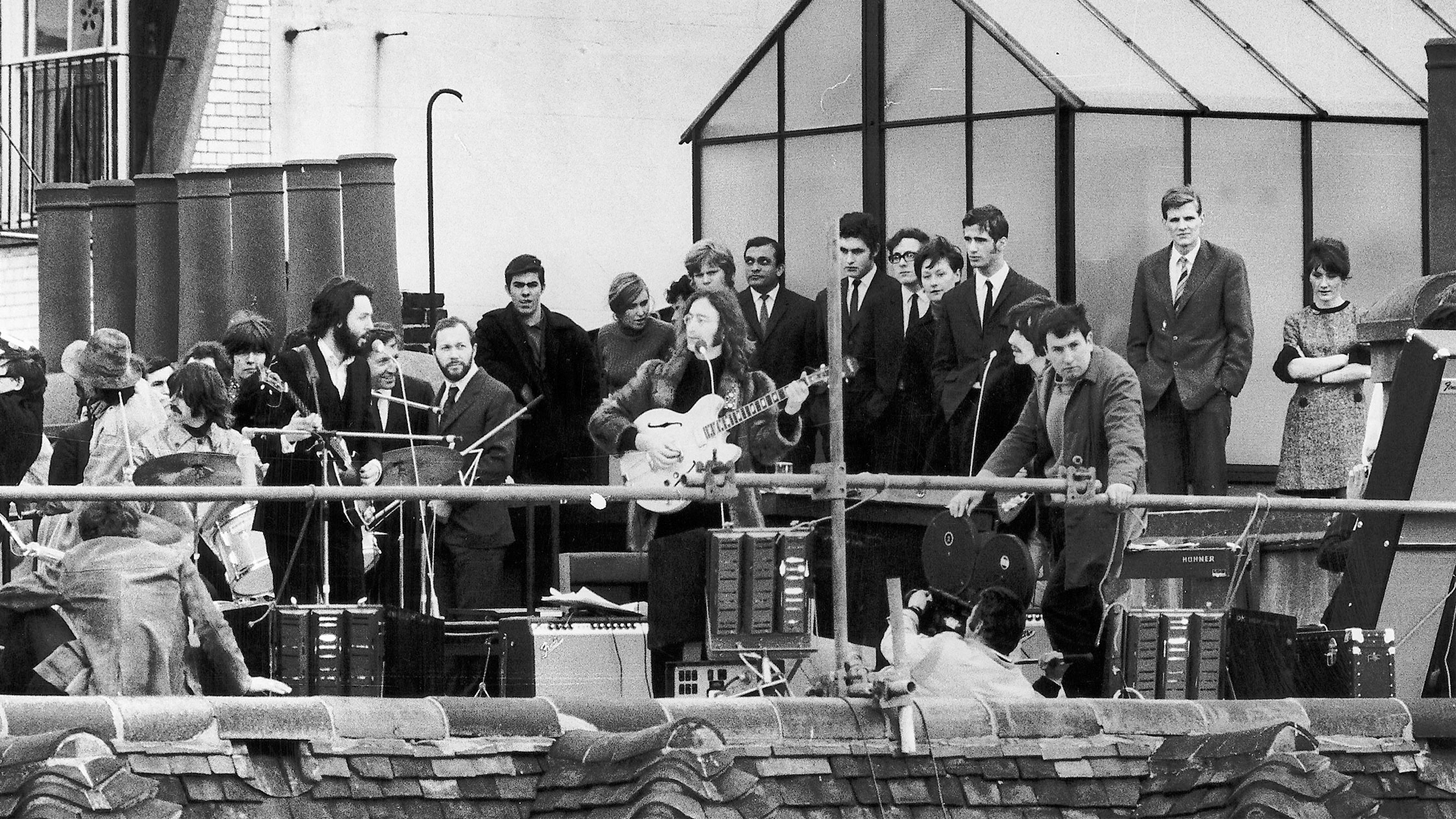 The Beatles on the rooftop in 1969
