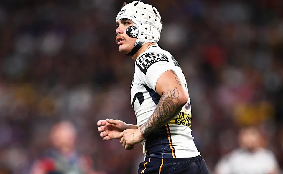 Reece Walsh, pictured here wearing a special guard on his face.
