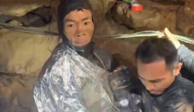 Rescuers save first of five villagers trapped in a cave in Laos