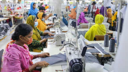 Employees working at an RMG factory. File photo: TBS