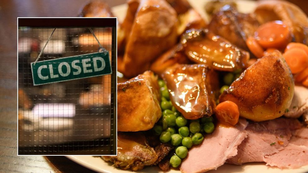Roast dinner and closed sign