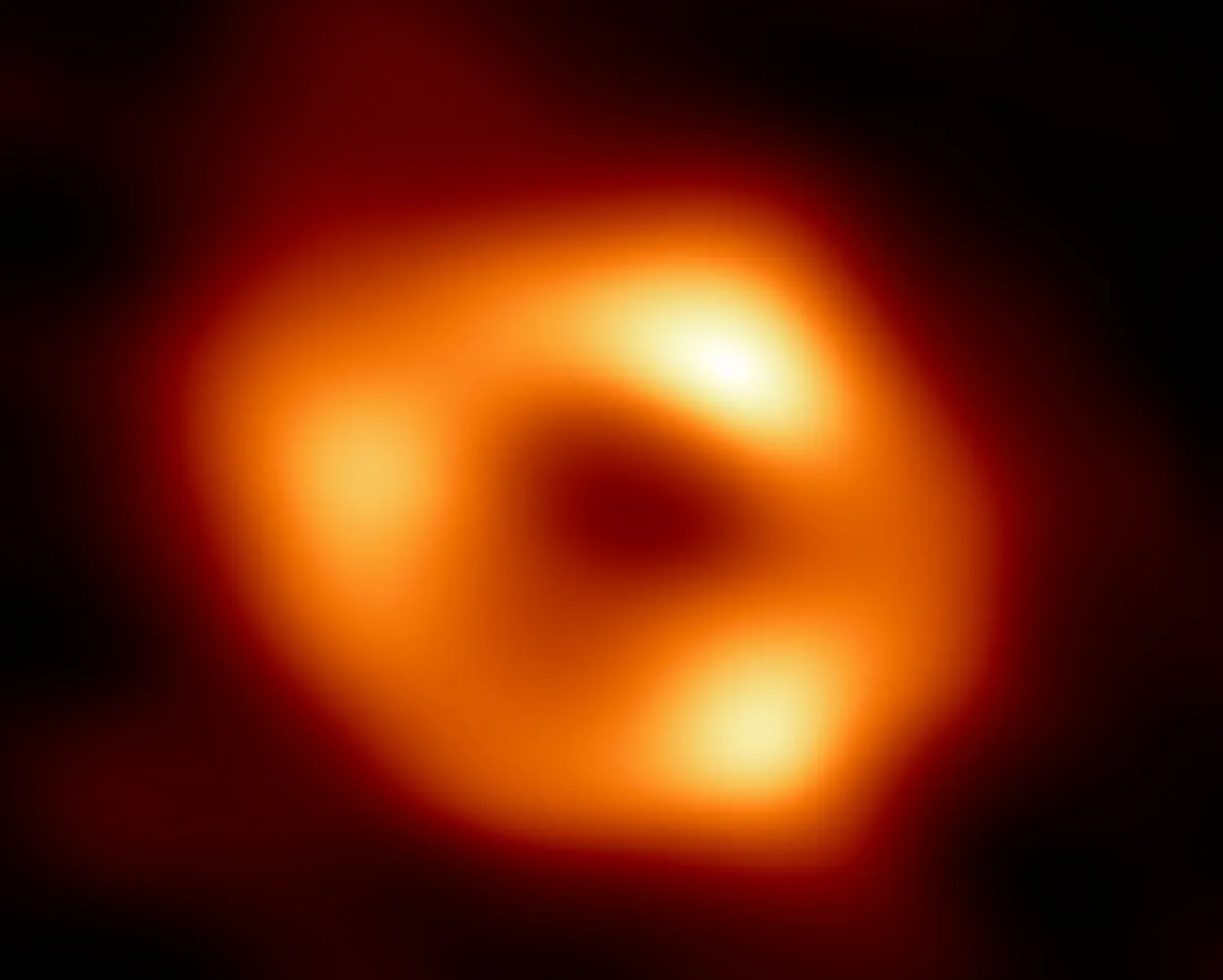 The first ever image of Sagittarius A*, the supermassive black hole at the centre of our Galaxy, as seen by the Event Horizon Telescope. Credit: EHT Collaboration