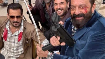 Salman Khan and Sanjay Dutt goof around on '7 Dogs' sets as they reunite for international film- PICS