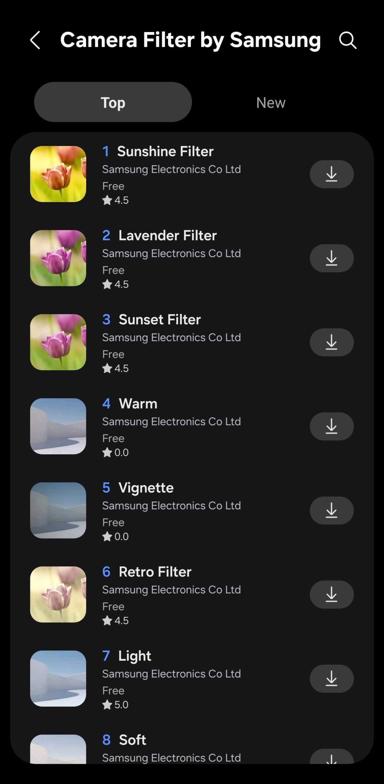 samsung galaxy store video filters