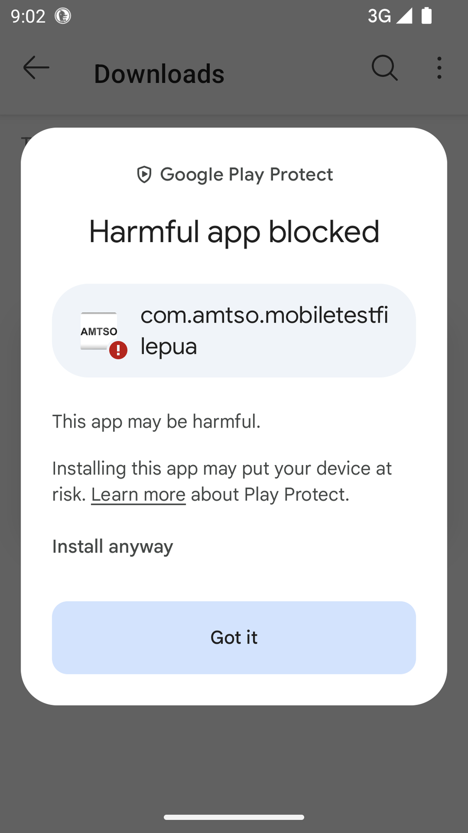 Some Google Play Protect warnings can be ignored.