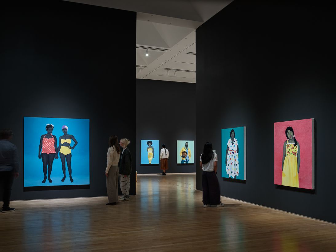 Taken together, the works feel like peeks into the lives of Sherald's various subjects.