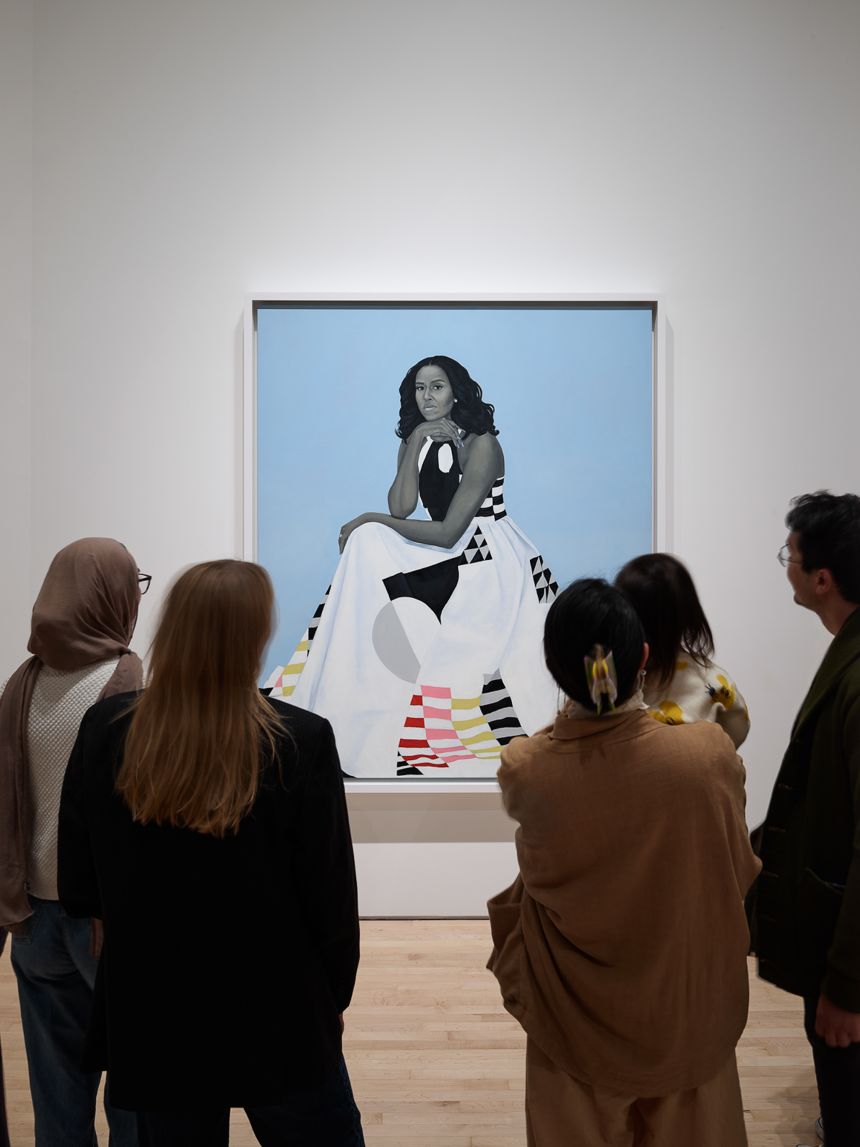 The Michelle Obama portrait is part of “Amy Sherald: American Sublime,
