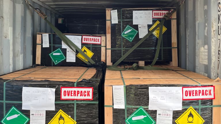 The shipping container intercepted by customs was sent from China.
